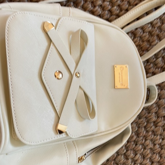 Ivory White & Gold Bow Mini Backpack - Picture 5 of 12